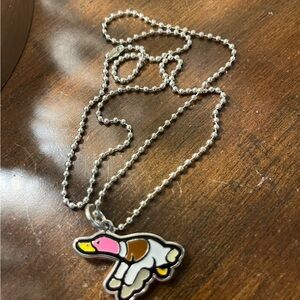 Human Made Duck Pendant Necklace with Silver Chain Bape Nigo